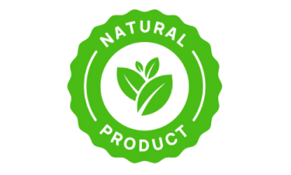 100 percent natural ingredients badge emphasizing clean and plant based formula